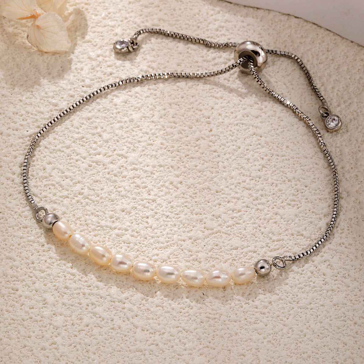 Niche Design Minimalist Freshwater Pearl Chain Stitching Bracelet Mother's Day Gift Versatile Adjustable Bracelet for Women