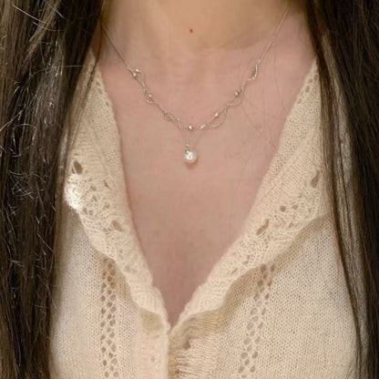 French Court Style Double Layer Design Handmade Lace Pearl Necklace Light Luxury Elegant Tassel Collarbone Chain