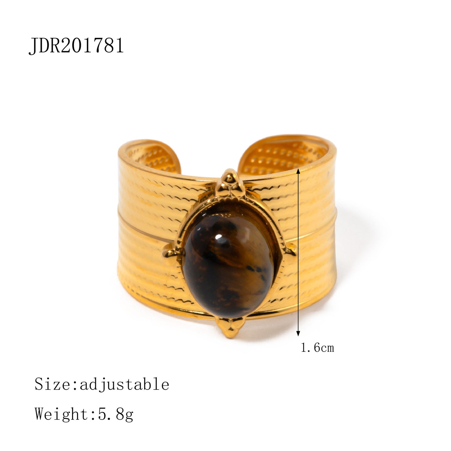 Tiger Eye Stone Ring Niche High-End Feel Hand Jewelry Titanium Steel Non-Fading Women's Ring