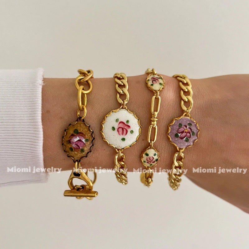 whimsical 18k gold stainless steel bracelet fairy vintage