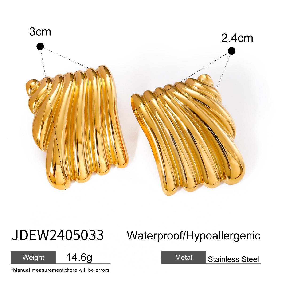 Vintage Style Stainless Steel Exaggerated Earrings High-end Niche Black Gold Earrings Titanium Steel Ear Jewelry