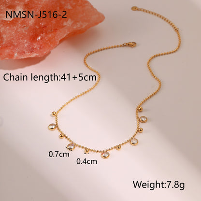Trendy Zircon Tassel Stainless Steel Necklace 18K Gold Plated Light Luxury High-End Jewelry Wholesale