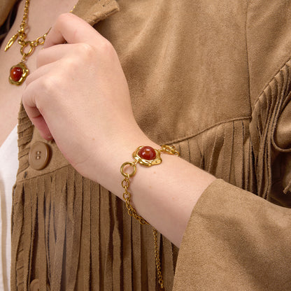 Original Design Agate Bracelet Light Luxury High-end Feel Stainless Steel Hand Jewelry Women's Accessories Design Sense