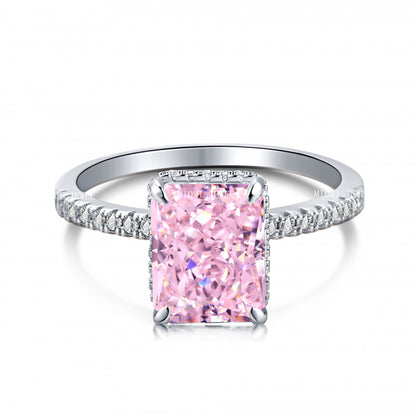 High Carbon Diamond Jewelry S925 Sterling Silver Heavy Craft Ring for Women 8A Zircon Square Ice Flower Cut Gemstone Ring