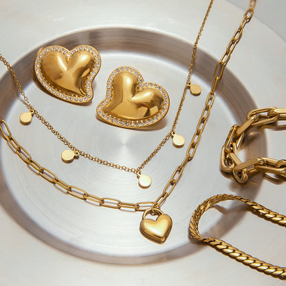 Heart Necklace Simple High-End Feel Stainless Steel Jewelry Non-Fading Titanium Steel Choker Neck Chain Accessory