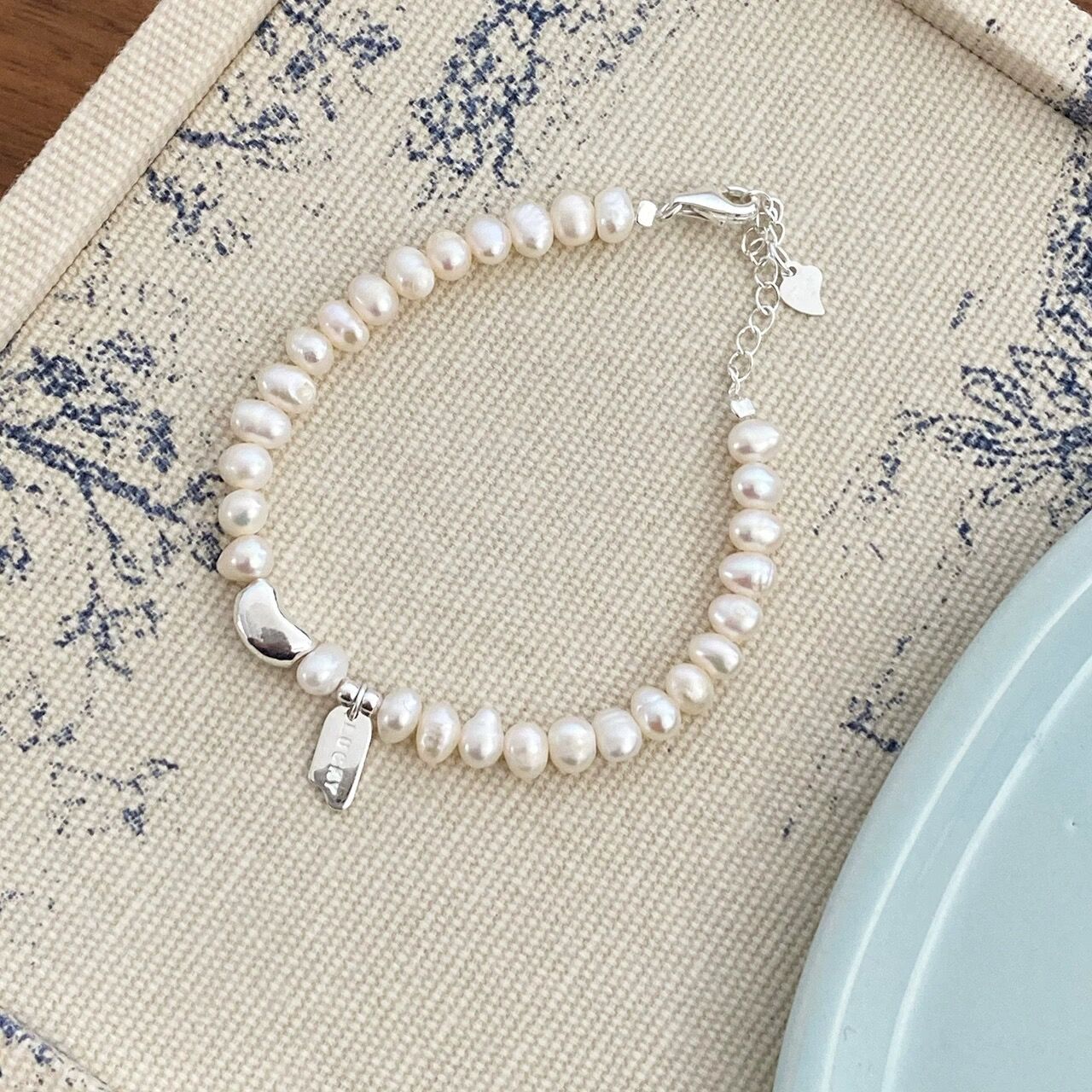 S925 Silver Lucky Bean Long Pendant Letter Bracelet for Women Gentle Temperament Freshwater Pearl Best Friend Bracelet Elegant Jewelry