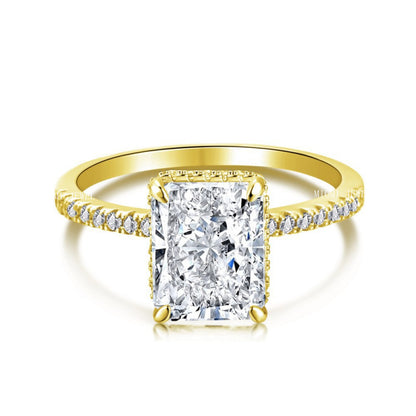 High Carbon Diamond Jewelry S925 Sterling Silver Heavy Craft Ring for Women 8A Zircon Square Ice Flower Cut Gemstone Ring