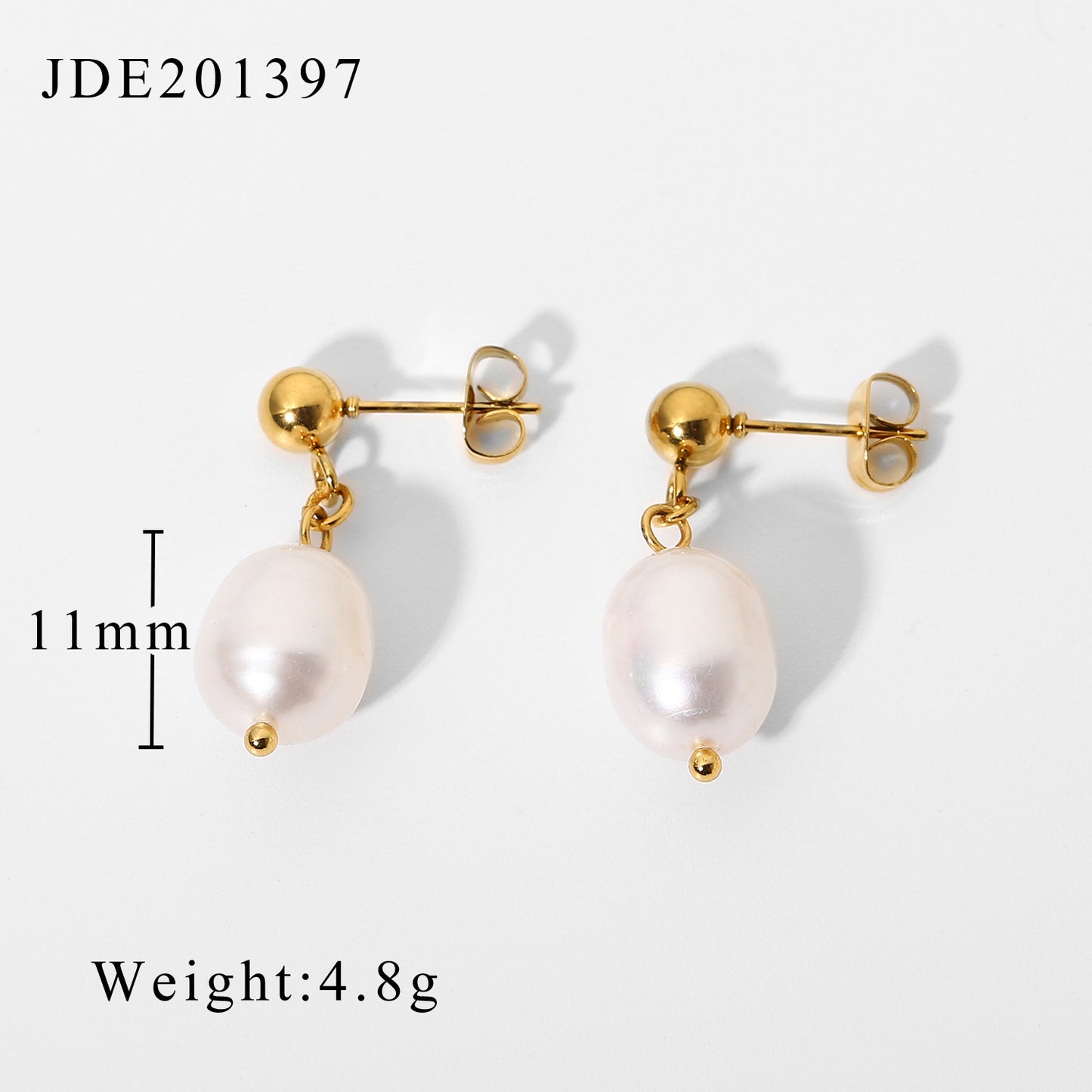INS Style Internet Celebrity Same Style 18K Gold Stainless Steel Earrings Fashionable Personality Pearl Earrings Hoop Earrings Women's Jewelry