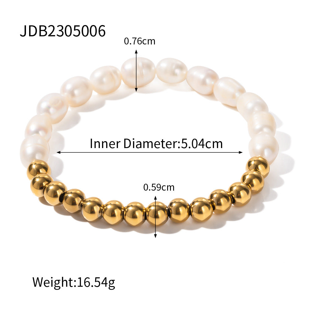 Stainless Steel Pearl Bracelet High-End Ins Light Luxury Earrings Titanium Steel Jewelry Earrings