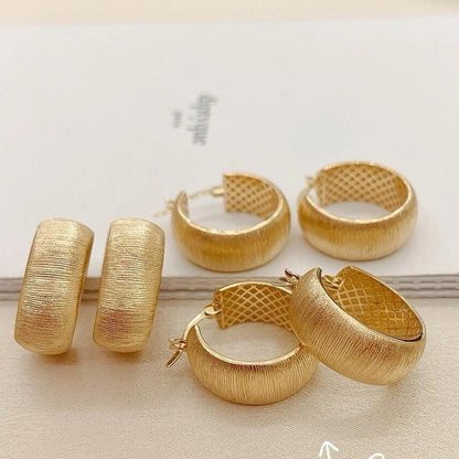 Vintage Style Brushed Craft Earrings Jewelry Brushed Plain Hoop Earrings Studs Niche Versatile Ear Clips Light Luxury Ear Accessories