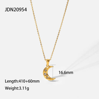 Jewelry Stainless Steel Eight-Pointed Star Zircon Necklace Pendant High-End Clavicle Chain Titanium Steel Necklace