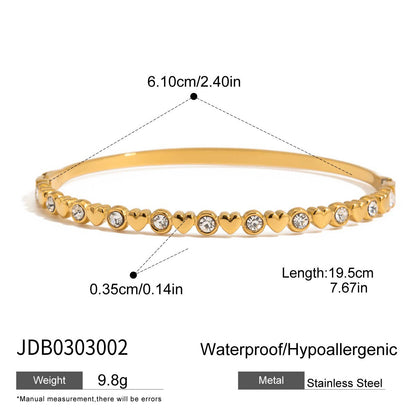 Stainless Steel Heart Zircon Bracelet Light Luxury High-end Titanium Steel Bangle Non-fading Women's Jewelry