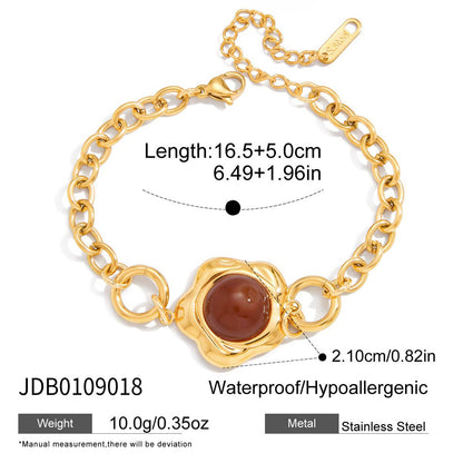 Original Design Agate Bracelet Light Luxury High-end Feel Stainless Steel Hand Jewelry Women's Accessories Design Sense