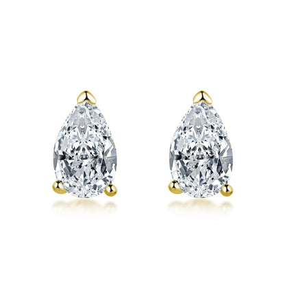 Cross-Border Hot-Selling S925 Sterling Silver Sugar Cube Earrings Four-Prong White Pear-Shaped Heart-Shaped Oval Water Drop Super Sparkling Earrings