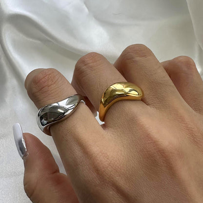 Stainless Steel Ring High-End Niche Exaggerated Ring Titanium Steel 18k Gold Hand Jewelry Ring