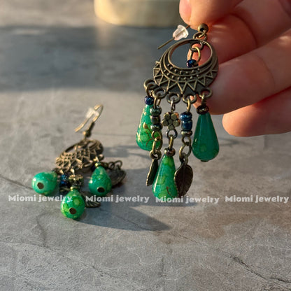 green boho Vintage earring