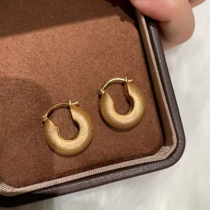 Vintage Style Brushed Craft Bagel Earrings Pure Silver S925 Light Luxury High-end Versatile