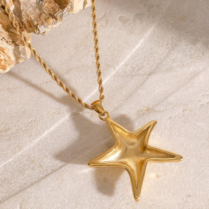 Stainless Steel Starfish Pendant Necklace High-End Ins Collarbone Chain Titanium Steel Ocean Jewelry