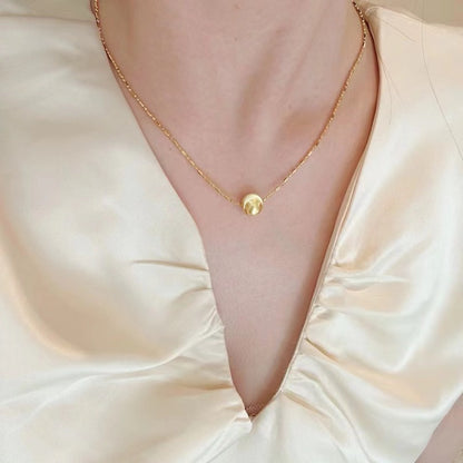 Pure Silver S925 Real Gold Plated Retractable Push-Pull Cat Eye Bead Necklace Clavicle Chain Light Luxury High-End Exquisite