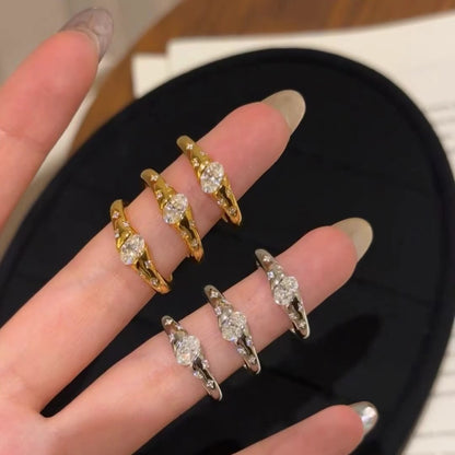 Italian Old Money Style Vintage Light Luxury High-End Jewelry High Carbon Diamond 925 Sterling Silver Starburst Ring