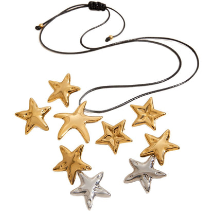 Titanium Steel Jewelry Stainless Steel Necklace Simple High-End Earrings Pentagram Ring Rings