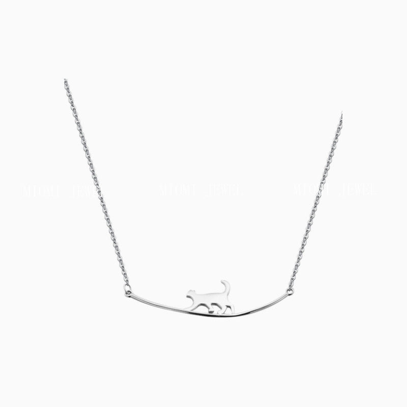 S925 Sterling Silver Little Cat Necklace for Women, Unique Design, Cute Collarbone Chain, Ins Style, Simple and Gentle Fashion INS