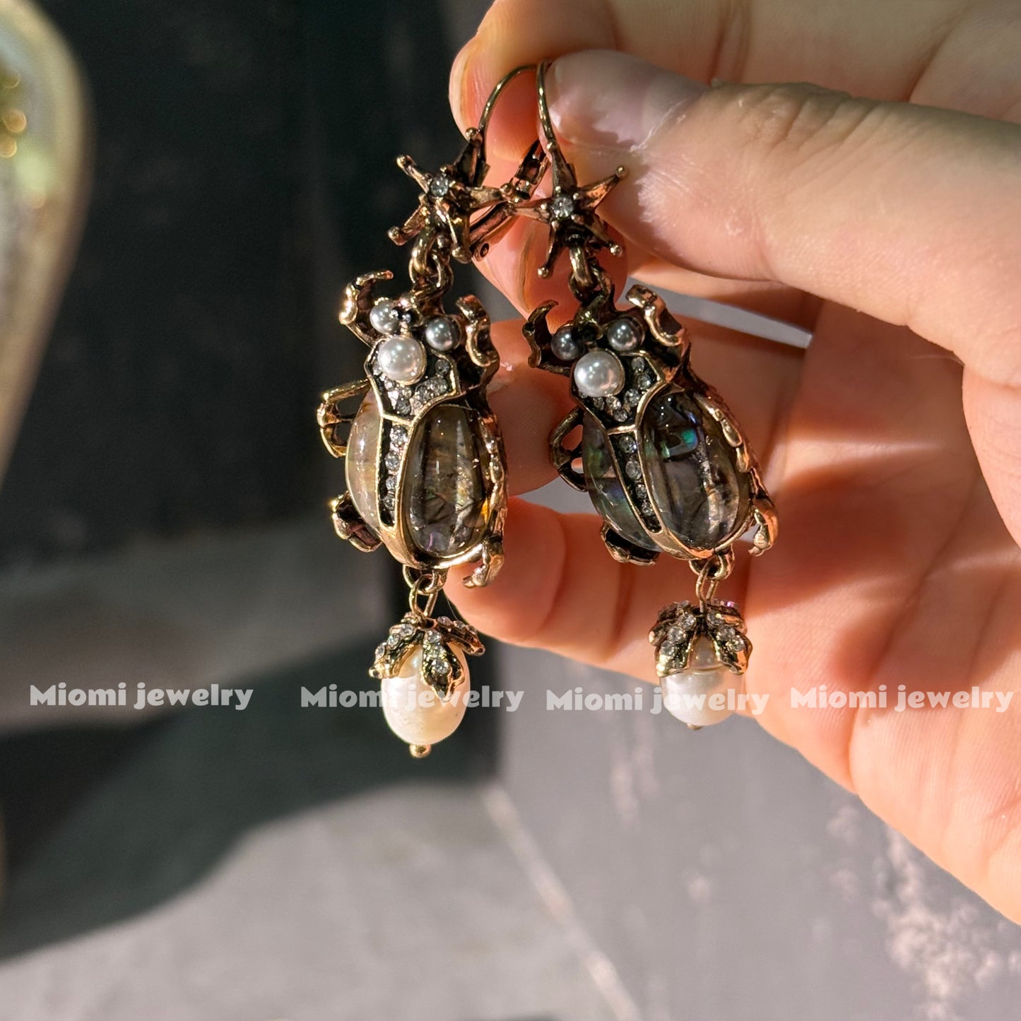 gothic whimsical design bugs earring vintage