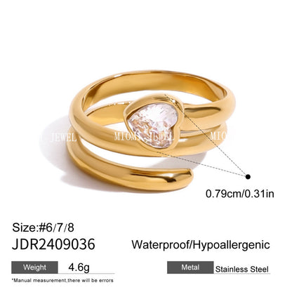 Stainless Steel Heart Zircon Ring High-End Niche Ring Titanium Steel Jewelry Earring