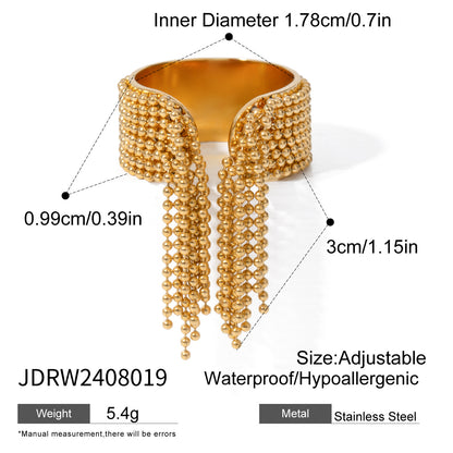 Stainless Steel Tassel Bracelet Ring High-End Niche Titanium Steel Open Bracelet Jewelry