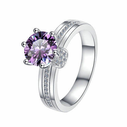 925 Sterling Silver Ring Fashionable High-end Feel Proposal Engagement Adjustable Moissanite Ring Trendy GRA