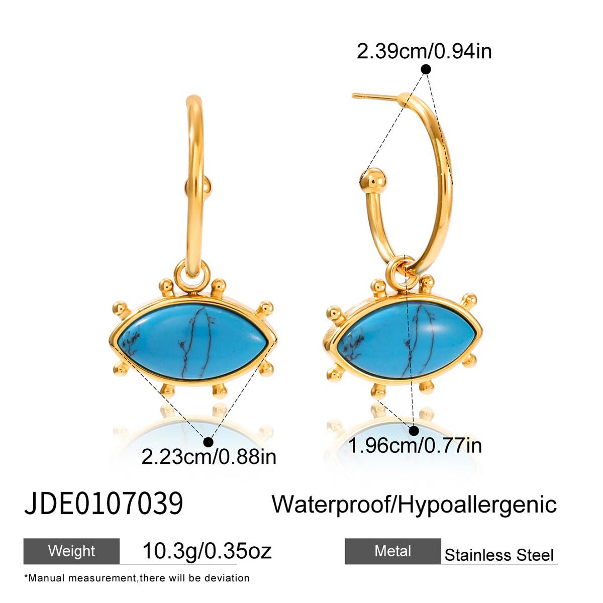Devil's Eye Titanium Steel Necklace High-end Turquoise Earrings Non-fading Jewelry for Women Stainless Steel Accessories