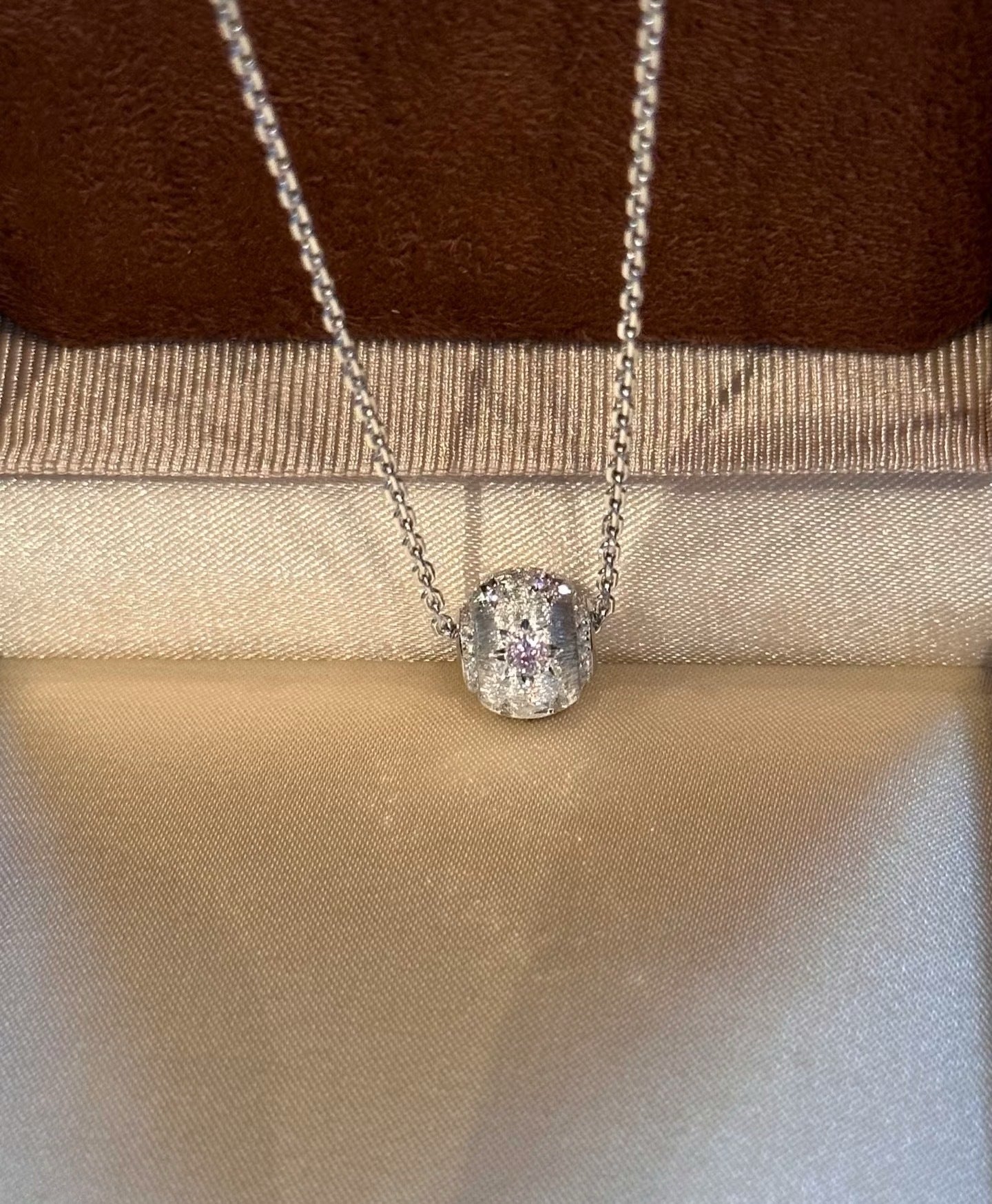 S925Pure Silver Light Luxury High-End Brushed Craft Sphere Starlight Road Three-Color Ball Necklace Niche Design