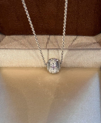 S925Pure Silver Light Luxury High-End Brushed Craft Sphere Starlight Road Three-Color Ball Necklace Niche Design