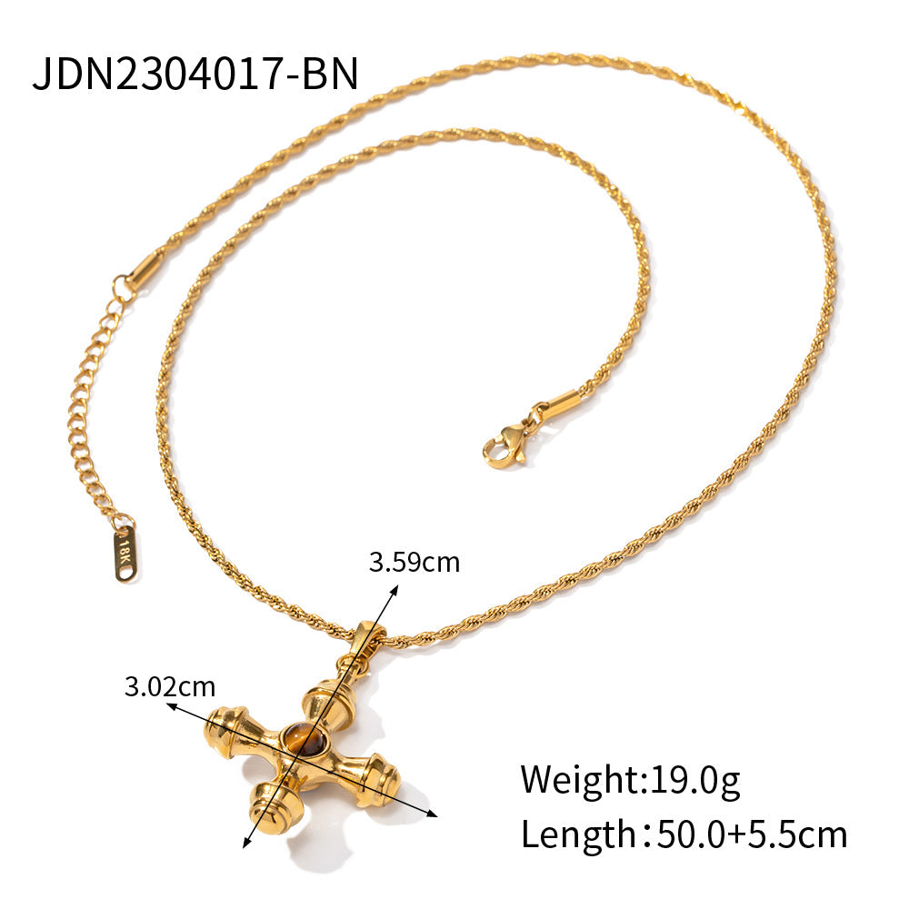 Jewelry INS Trend Necklace 18K Gold Plated Stainless Steel Cross Combination Pendant Necklace for Women