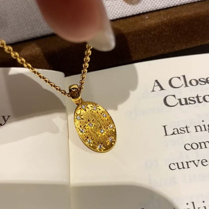 Pure Silver S925 Eight-Pointed Star Brushed Craft Niche Necklace Light Luxury High-End Simple Fashion Daily Versatile