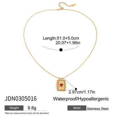 Stainless Steel Card Heart Necklace Light Luxury High-End Clavicle Chain Titanium Steel Jewelry Non-Fading