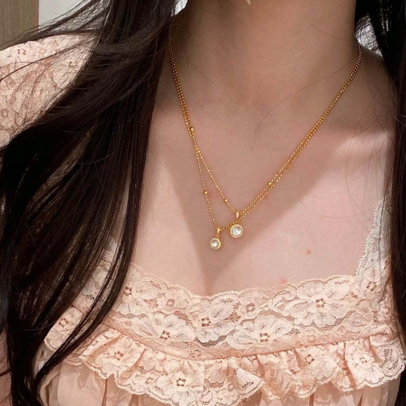 Pure Silver S925 Natural Water Foam Jade Small Drop Pendant Necklace Light Luxury High-end Niche Simple Commuting Versatile