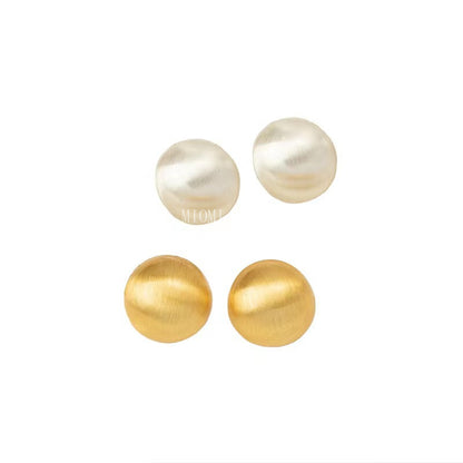 Sterling Silver Matte Brushed Simple Round Matte Elegant High-End Earrings Fashion Versatile Blogger Earrings Trendy