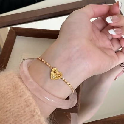 Sterling Silver S925 Heart-Shaped Love Braided Pink Red Rope Bracelet Valentine's Day Gift