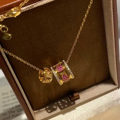 Exquisite Temperament Red Corundum Gourd Lucky Necklace for Women, Light Luxury High-end Feel, Slim Waist Collarbone Chain Accessory