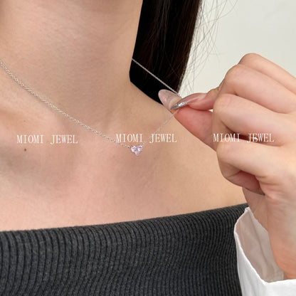 S925 Sterling Silver Heart Necklace for Women Inlaid with Zirconia Unique Niche Design Collarbone Chain