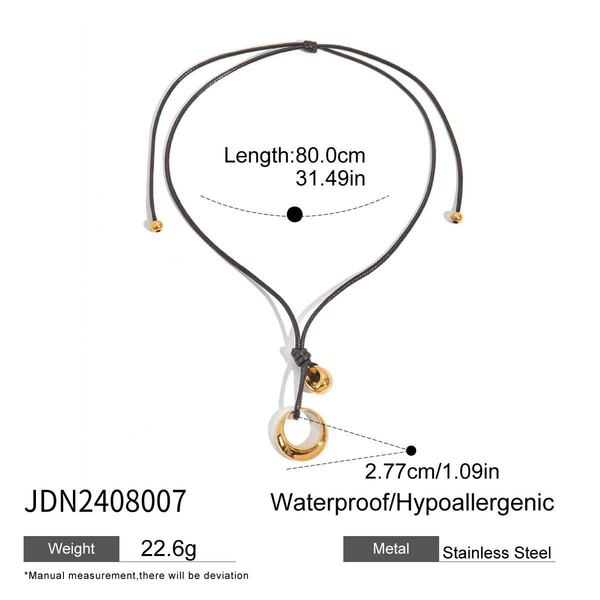 Black Rope Titanium Steel Necklace Niche Design Sense Collarbone Chain Non-Fading Hot-Selling Stainless Steel Jewelry