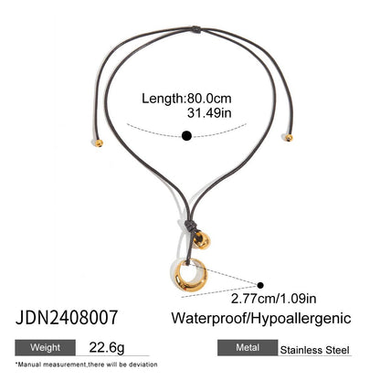 Black Rope Titanium Steel Necklace Niche Design Sense Collarbone Chain Non-Fading Hot-Selling Stainless Steel Jewelry