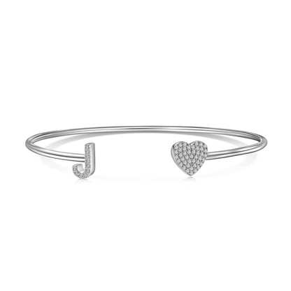 S925 Sterling Silver English Letter Bracelet for Women with Micro Pave Zirconia, Light Luxury Personality Style Bracelet
