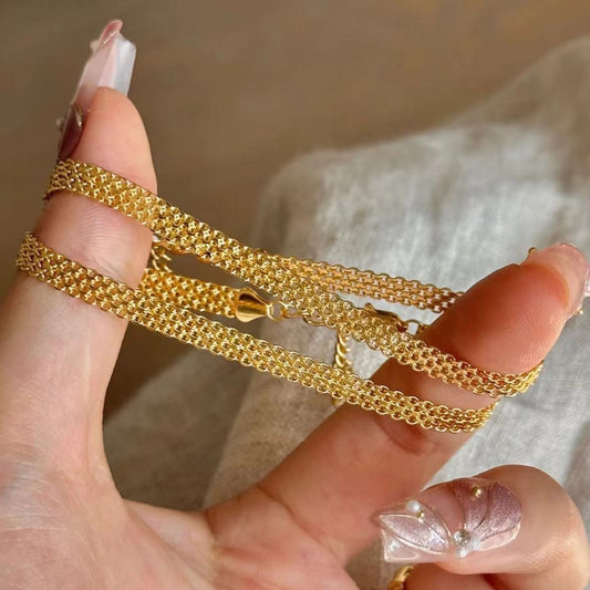 Pure Silver S925 Light Luxury Style High-end Lace Tank Chain Bracelet Layered Wear Style Niche Versatile