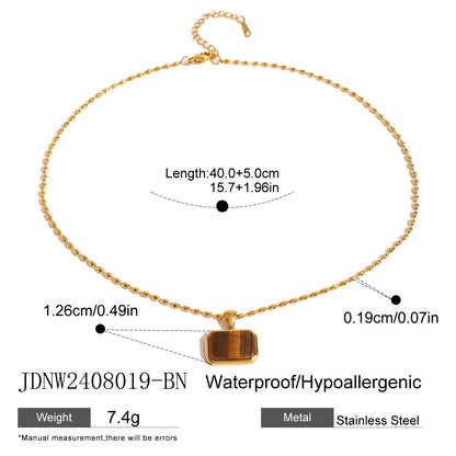 Stainless Steel Tiger Eye Stone Pendant Necklace High-End Niche Collarbone Chain Titanium Steel Neck Chain Jewelry