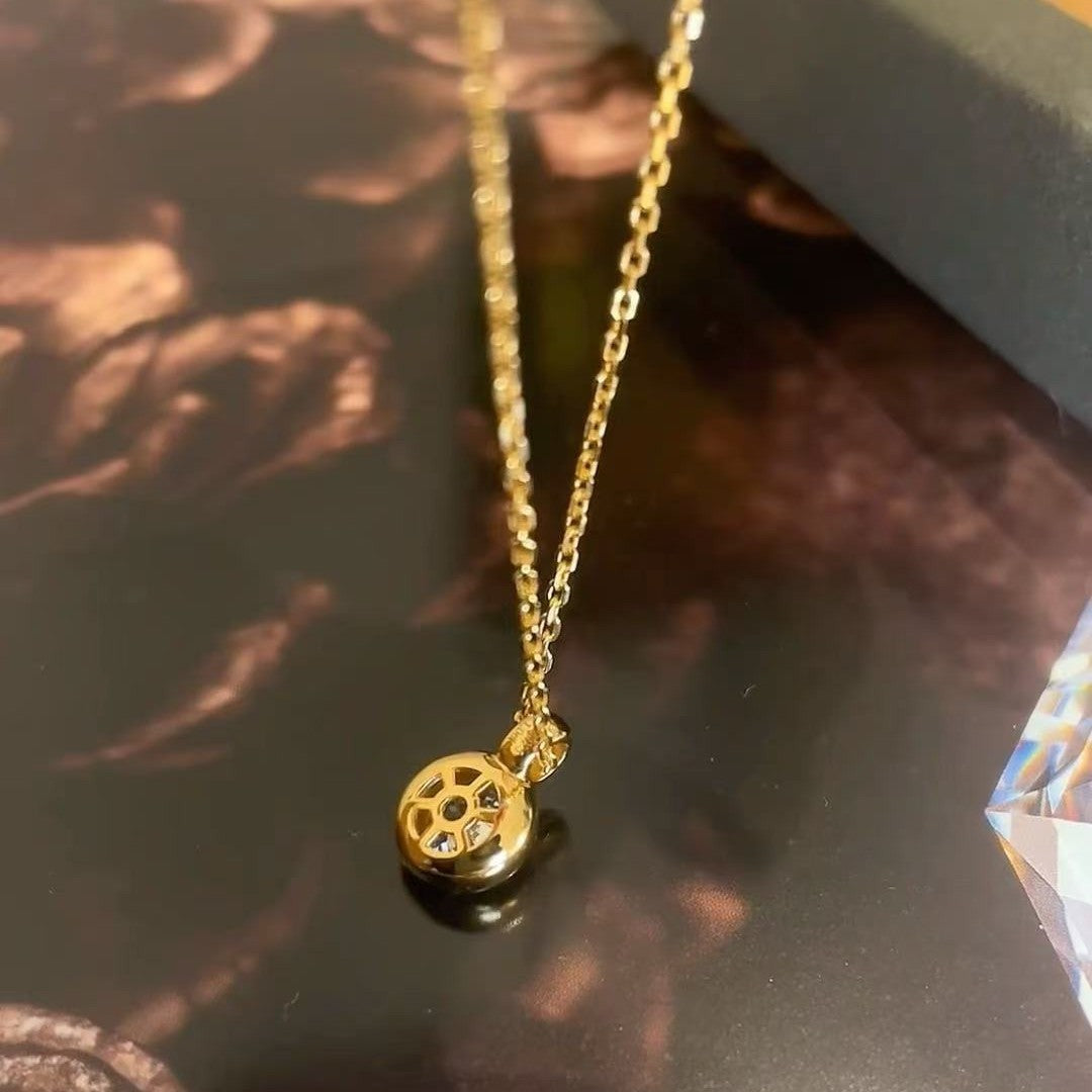 S925 Sterling Silver Bubble Necklace Flashing Diamond Collarbone Chain Simple Elegant High-end Feel