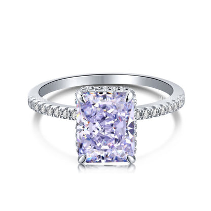 High Carbon Diamond Jewelry S925 Sterling Silver Heavy Craft Ring for Women 8A Zircon Square Ice Flower Cut Gemstone Ring