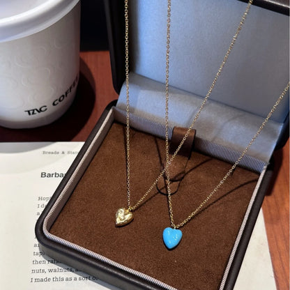 Sterling Silver S925 Summer Ocean Heart Necklace Fashionable Light Luxury Petite Versatile High-end Elegant Collarbone Chain