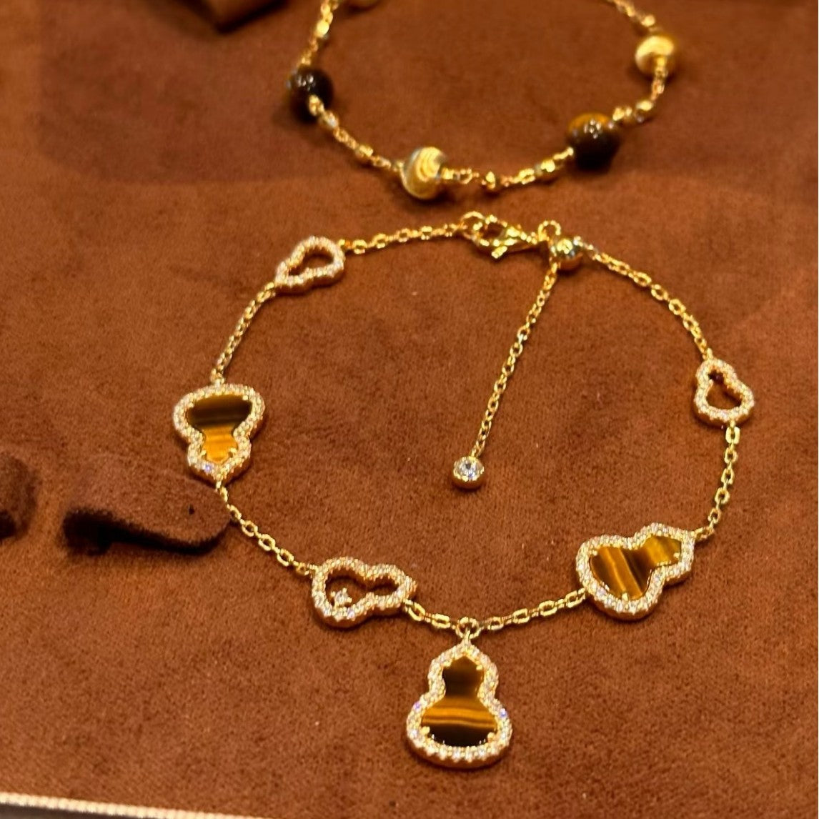 Pure Silver S925 Natural Tiger Eye Double-Sided Wearable Bracelet Necklace Set Light Luxury Exquisite High-End Feel Whitening Accessories